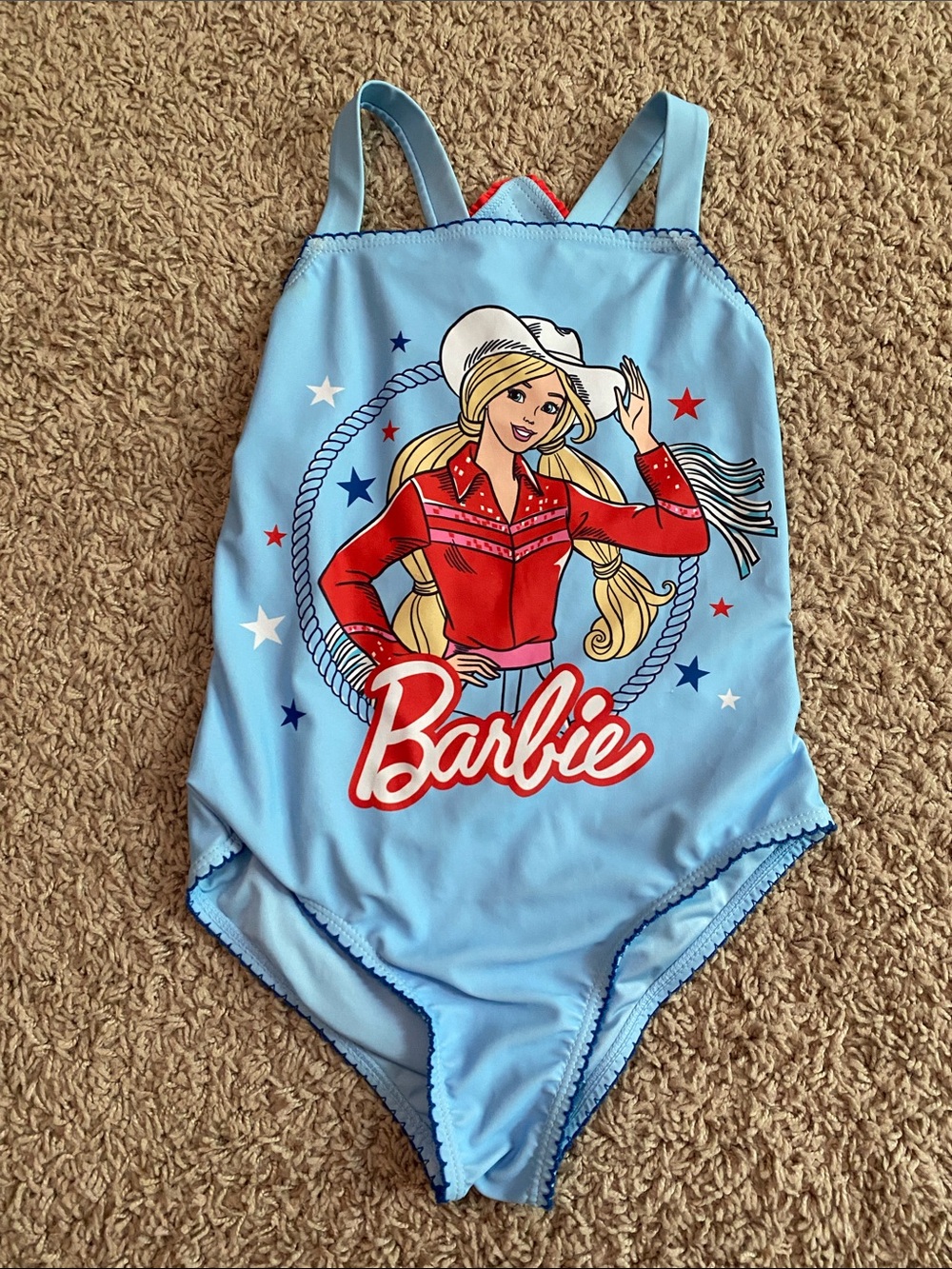 Barbie Light Blue One-Piece Swimsuit cowgirl country
